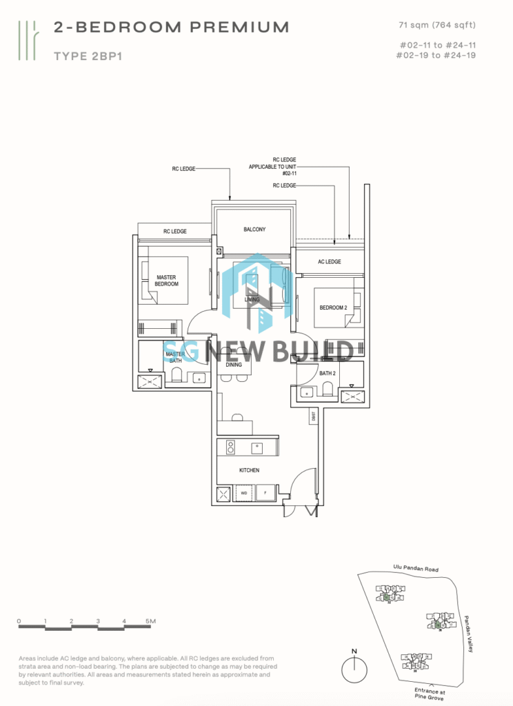 Pinetree Hill Floor Plan 2 Bedroom Premium 2BP1