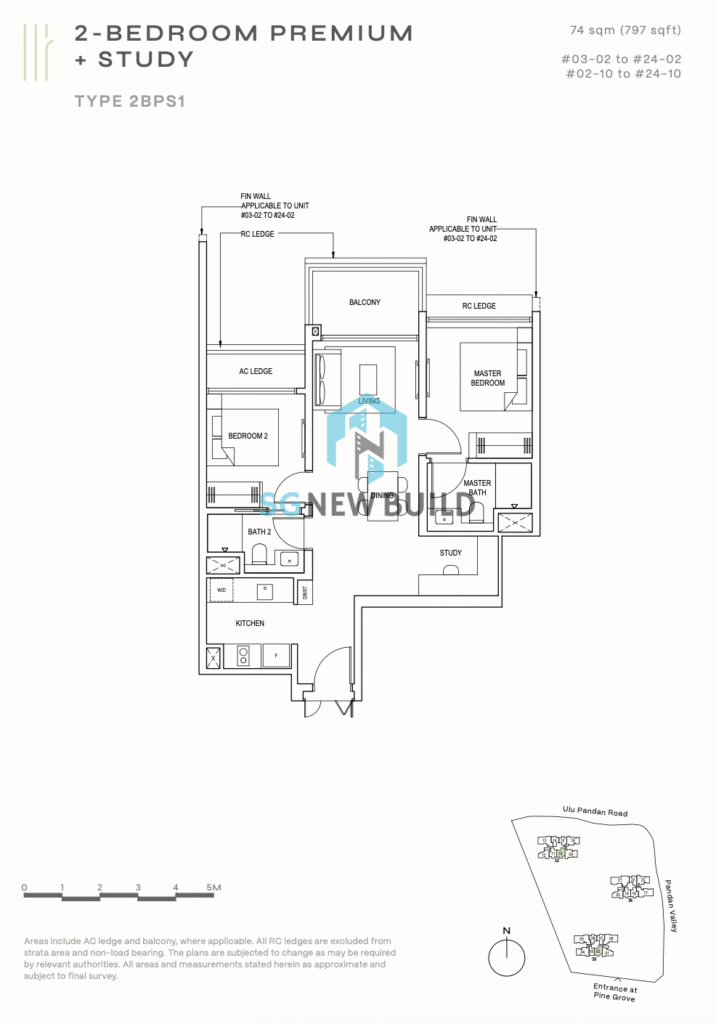 Pinetree Hill Floor Plan 2 Bedroom Premium + Study 2BPS1