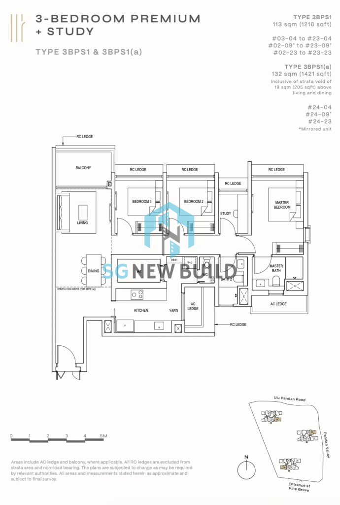 Pinetree Hill Floor Plan 3 Bedroom Premium + Study 3BPS1