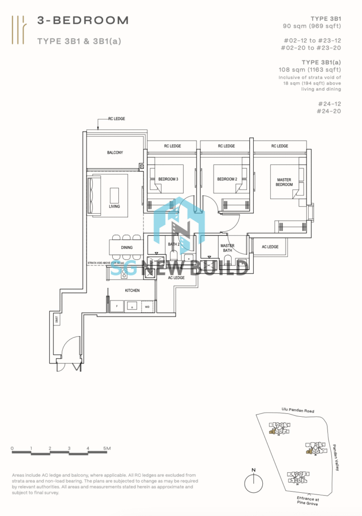 Pinetree Hill Floor Plan 3 Beroom 3B1
