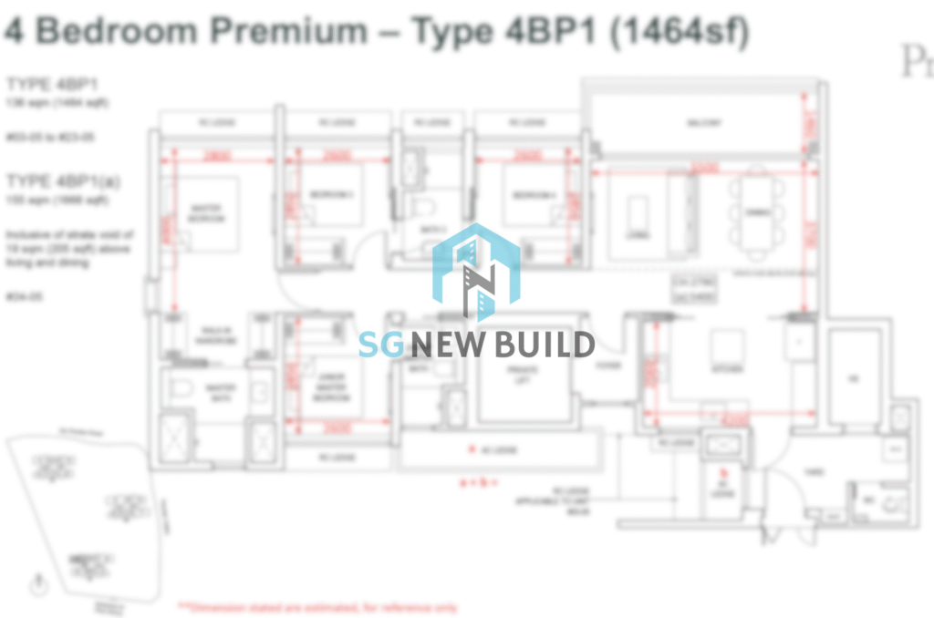 Pinetree Hill Floor Plan 4 Bedroom Premium (PL) 4BP1 (With measurement)