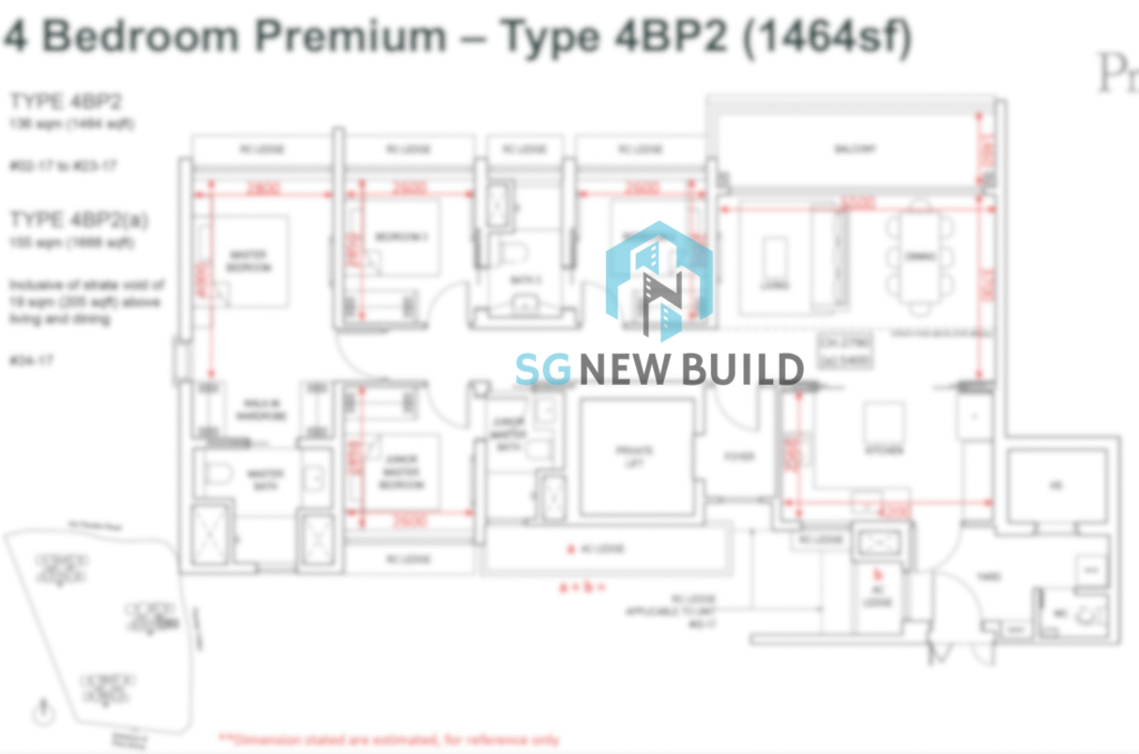 Pinetree Hill Floor Plan 4 Bedroom Premium (PL) 4BP2 (with measurement)