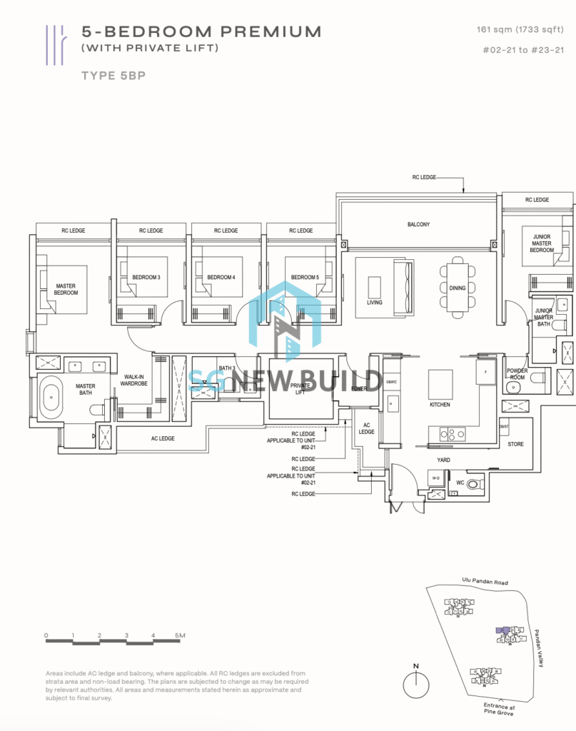 Pinetree Hill Floor Plan 5 Bedroom Premium (PL) 5BP
