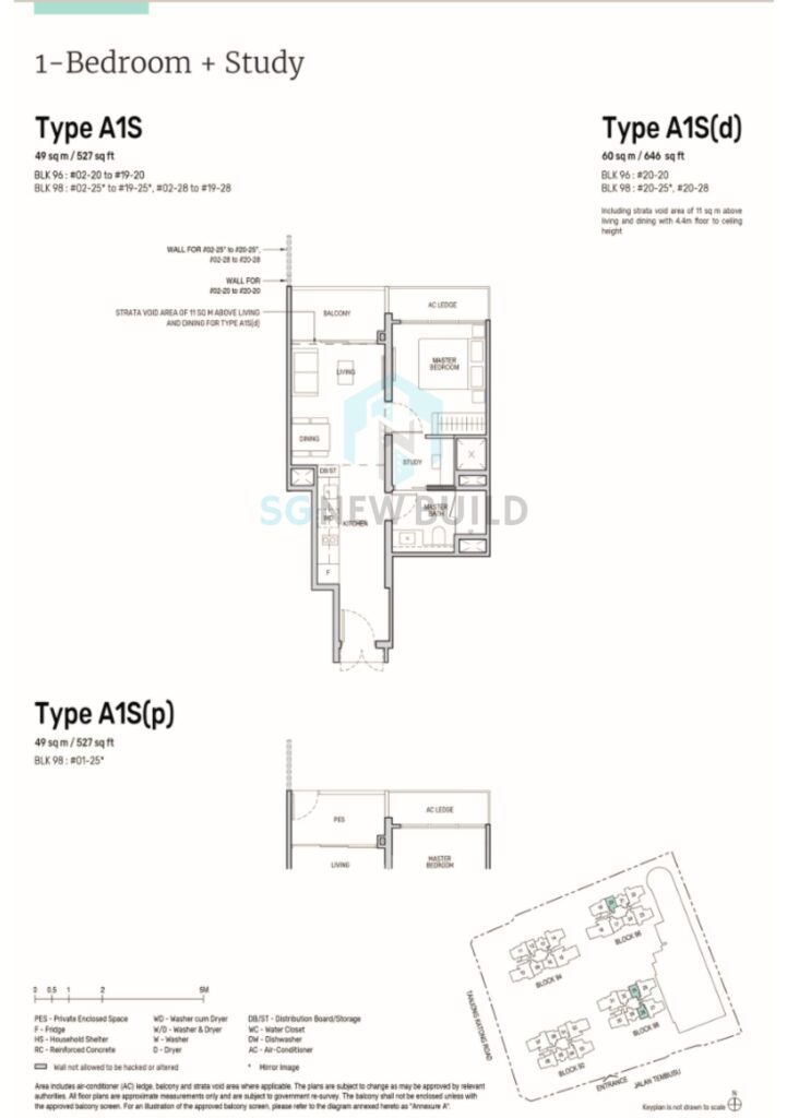 Tembusu Grand Floor Plan 1+study A1S