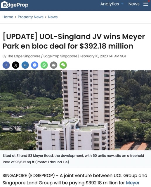 UOL and Singland Meyer park Enbloc